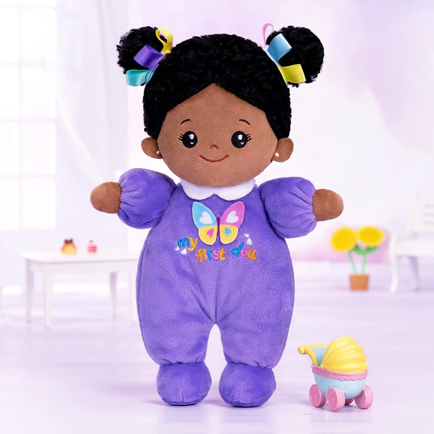 Detalle 2 de OUOZZZ 25cm Black Rag Doll – Washable Soft Baby Doll for Girls