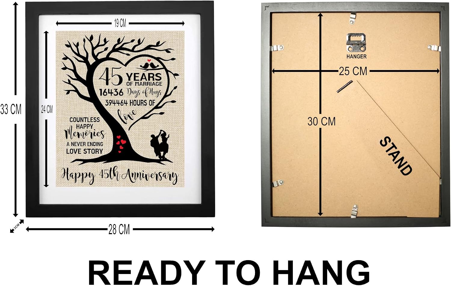 Thumbnail 1 de Wedding anniversary burlap print, BLACK-45Y