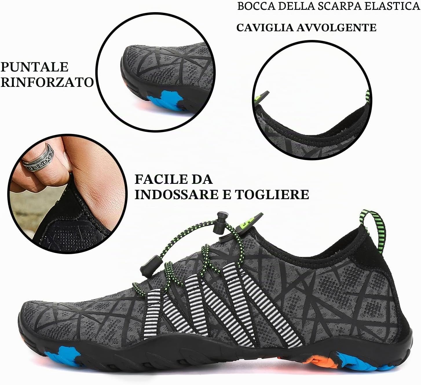 Detalle de SAGUARO Scarpe da Scoglio Uomo/Donna – Scarpette Mare Antiscivolo, Asciugatura Rapida e Drenaggio