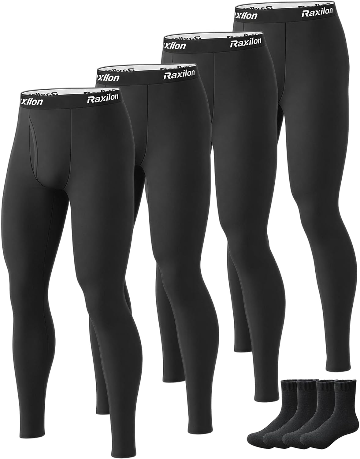 Detalle de Raxilon Men's Thermal Underwear Pants, Fleece-Lined 4-Way Stretch Base Layer