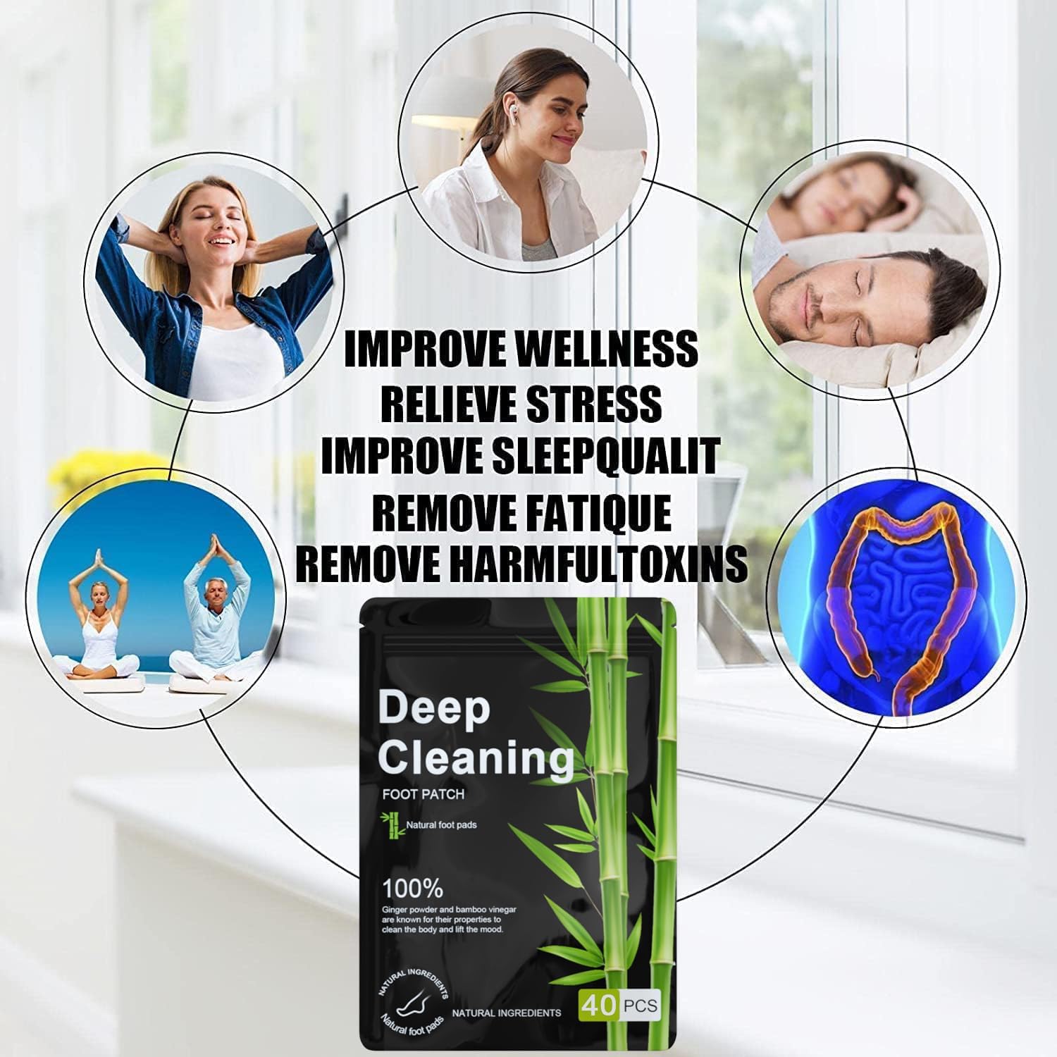 Detalle 2 de Foot Detox Patches, 40 Pcs – Natural Deep Cleansing Detox Foot Patches for Relieve Body Stress