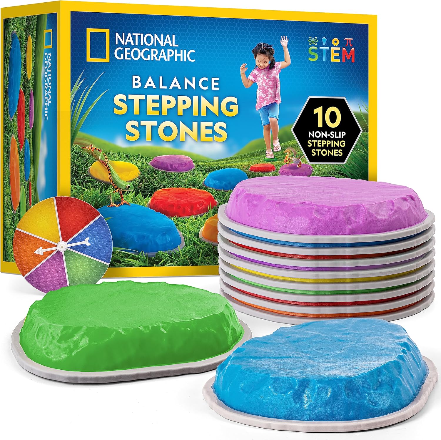 Thumbnail 6 de National Geographic Stepping Stones for Kids – Durable, Non-Slip Balance Stones with Spinner