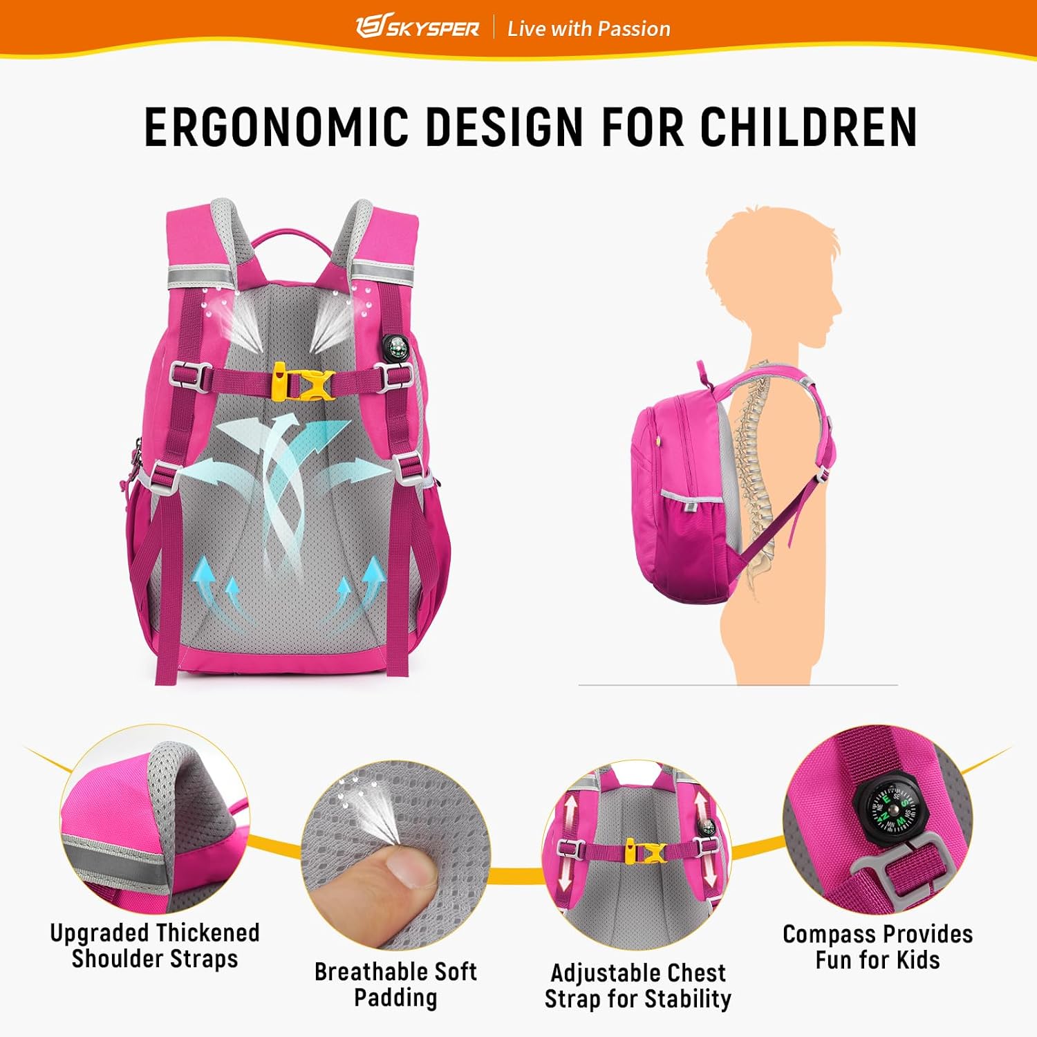Detalle de SKYSPER Kinderrucksack 10L Wanderrucksack