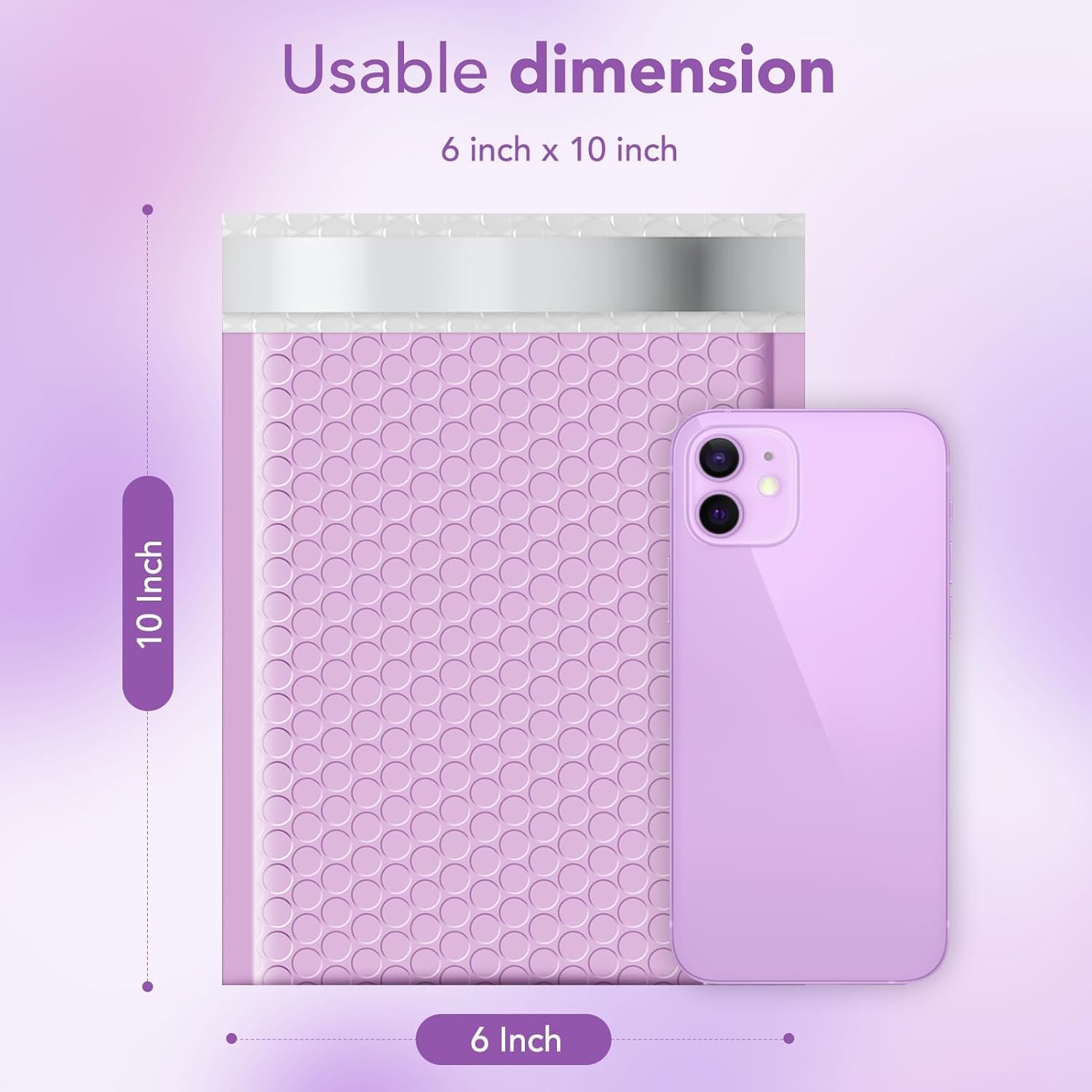 Detalle 2 de Switory 25pcs Padded Envelopes 6x10 Purple Bubble Mailers – Waterproof, Self-Seal, Lavender
