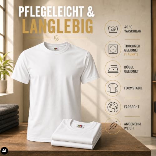Thumbnail 4 de Fruit of the Loom HLKauf Bundle Herren Regular Fit T-Shirt Heavy Cotton Tee Shirt 5er Pack + Notizblock