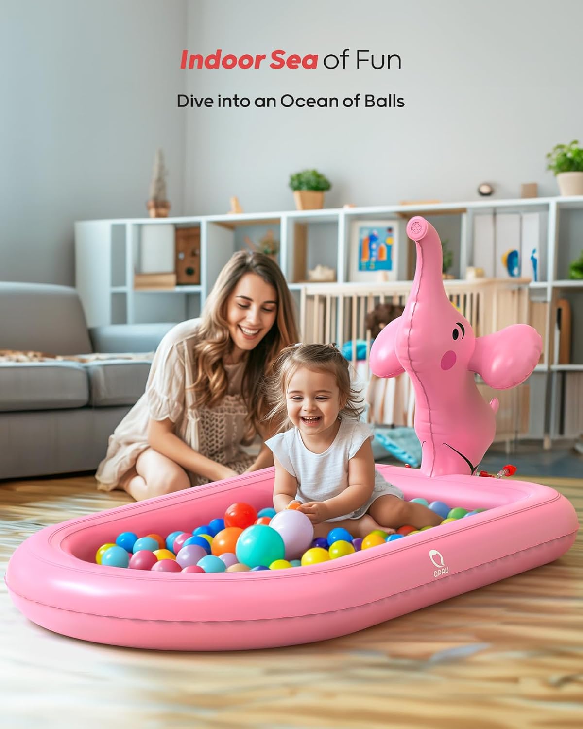 Thumbnail 3 de QPAU Splash Pads for Toddlers 1-3 – Pink Elephant Inflatable Sprinkler Pool
