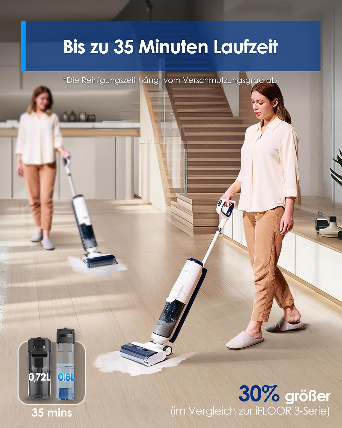 Detalle 1 de Tineco iFLOOR 5 Nass Trockensauger 35 Min Akku