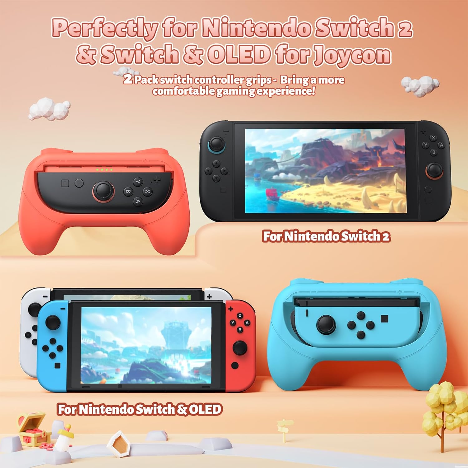 Detalle de FASTSNAIL Anti-Rutsch Griffe für Switch 2, 2 Bänder