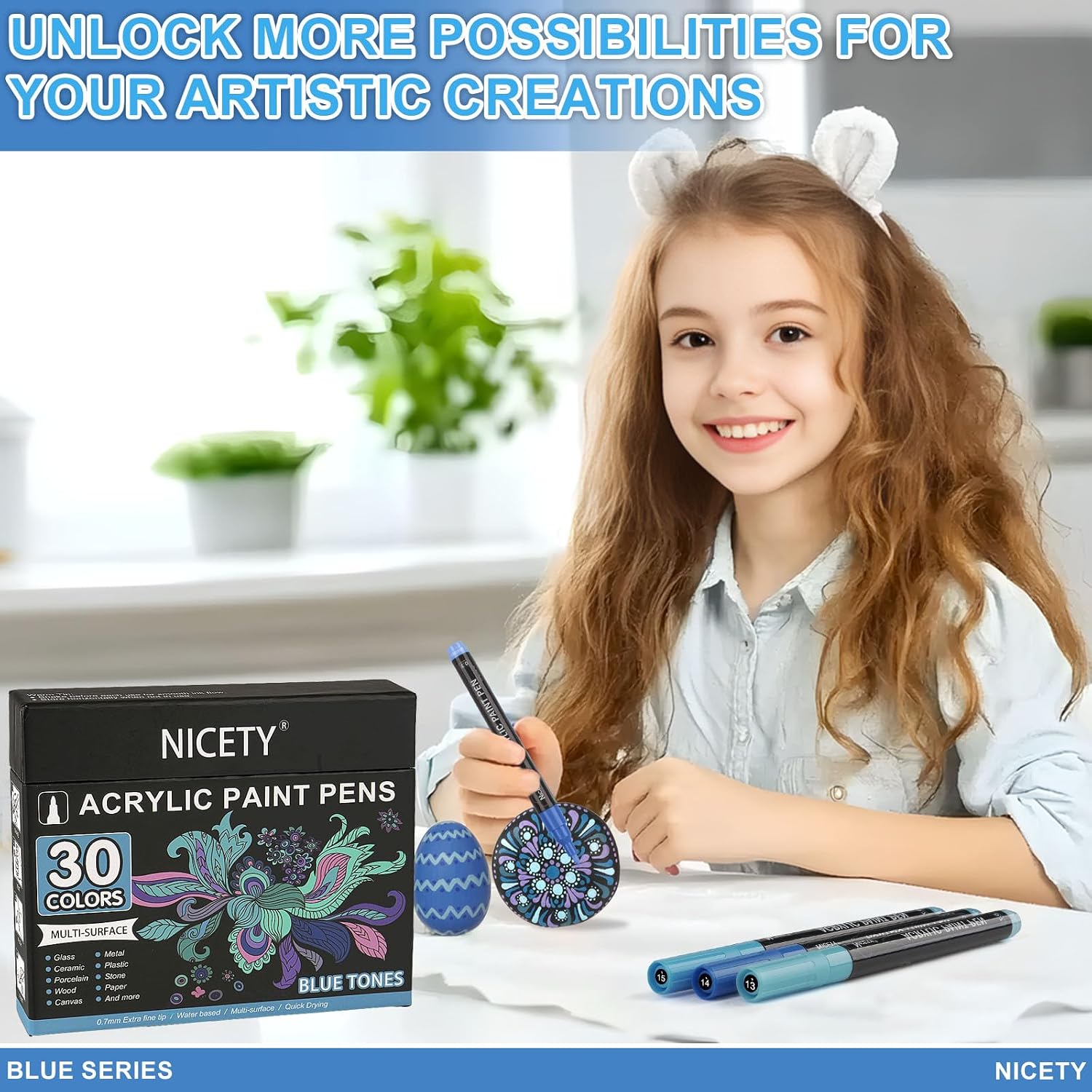 Thumbnail 6 de Nicety 32 Colours Acrylic Paint Pens (Skin Tones) - Dual-tip brush and fine markers for rock, stone, ceramic and more