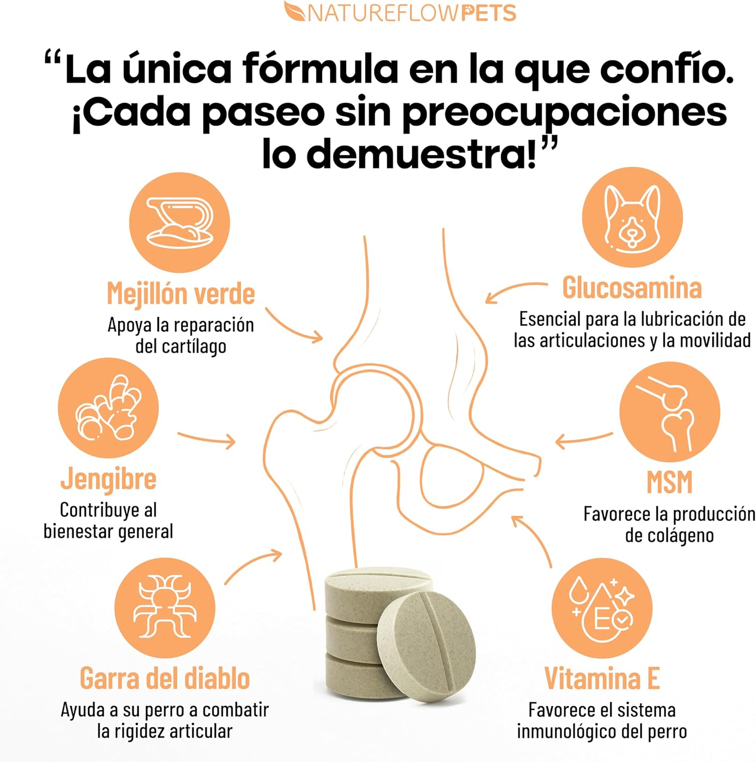 Thumbnail 4 de Superior Condroprotector Perros - Ganador DE MÚLTIPLES PREMIOS EN Pruebas - Suplementos para Articulaciones Perros con Glucosamina y MSM, 100 Comprimidos de Natureflow Pets