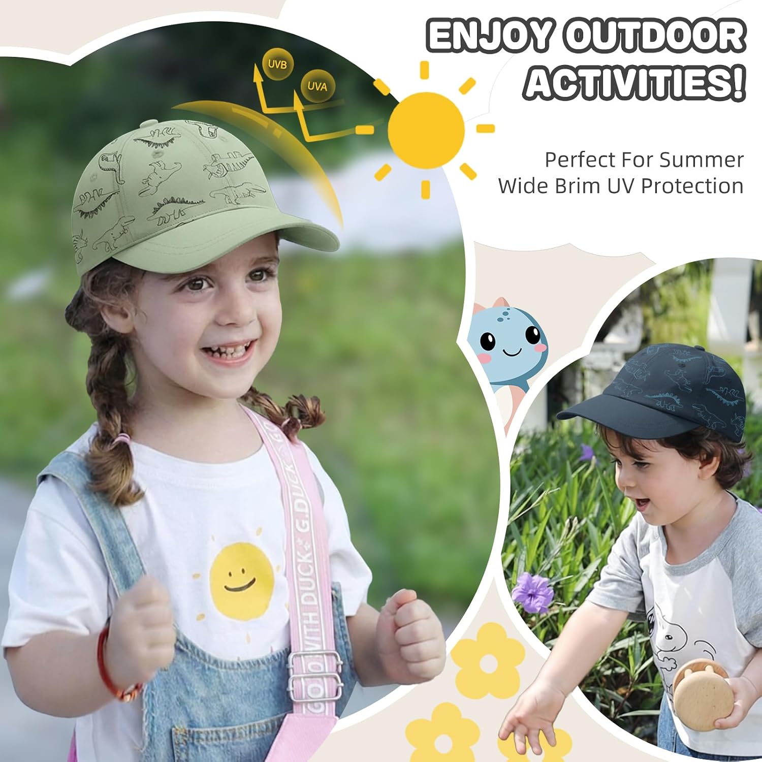Thumbnail 1 de Voqeen Kinder Baseball Cap – UV-Schutz Sonnenhut mit Dinosaurier-Print (6 Monate – 8 Jahre)