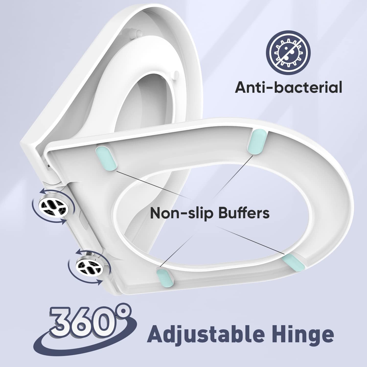 Thumbnail 5 de Family Toilet Seat with Built-in Child Seat and Soft Close – 2-in-1, Quick Release, Non-Slip, U/D Shape