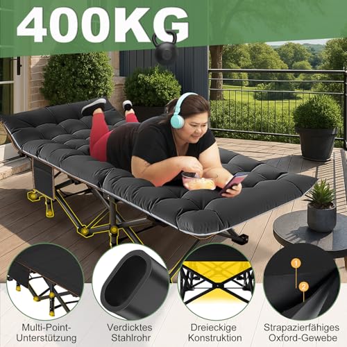 Detalle 2 de Meulbaty Übergroßes Klappbett mit Matratze 198x81x46 cm – XXL Schwarz