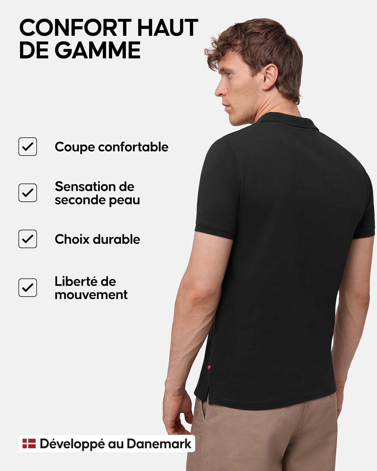 Thumbnail 2 de DANISH ENDURANCE Polo Homme — coton biologique, coupe classique, manches courtes (lot 1 ou 2)