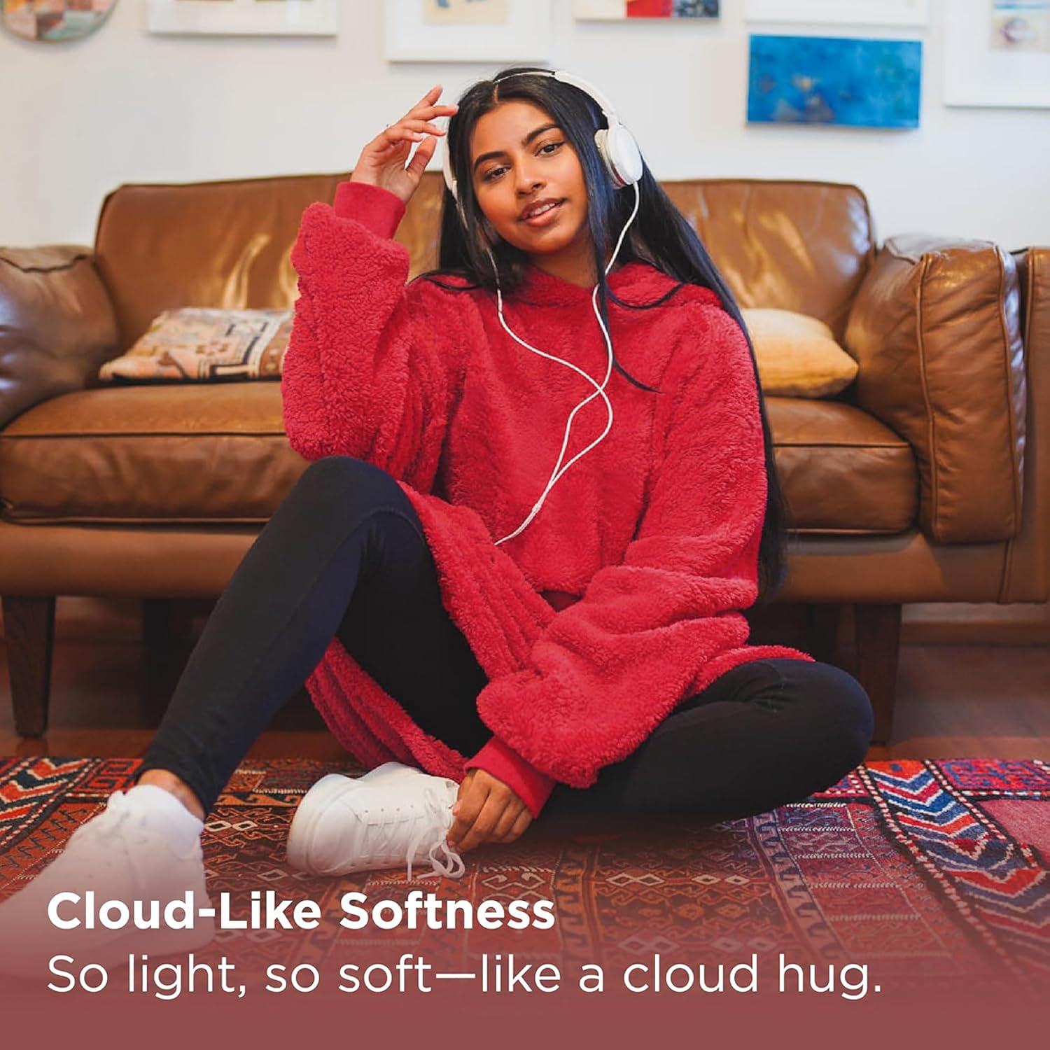 Detalle 2 de Bedsure Wearable Blanket Hoodie L cosy wearable blanket