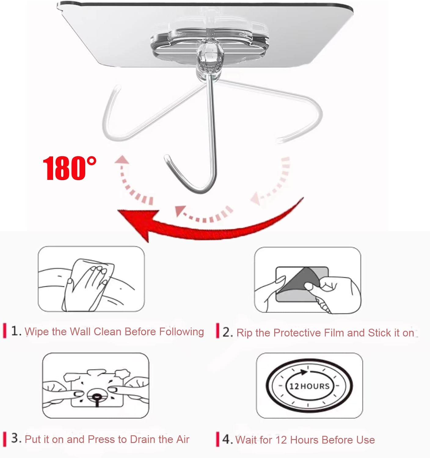 Thumbnail 4 de DDMY Heavy Duty Hook 24-Pack Self-Adhesive Hooks for Wall, Door & Shower Use