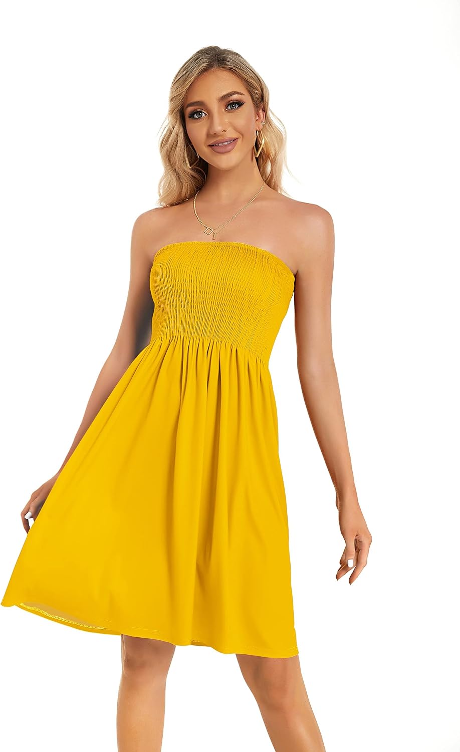 Thumbnail 3 de CHICALLURE Strapless Summer Midi Dress, Floral or Solid Beach Sundress