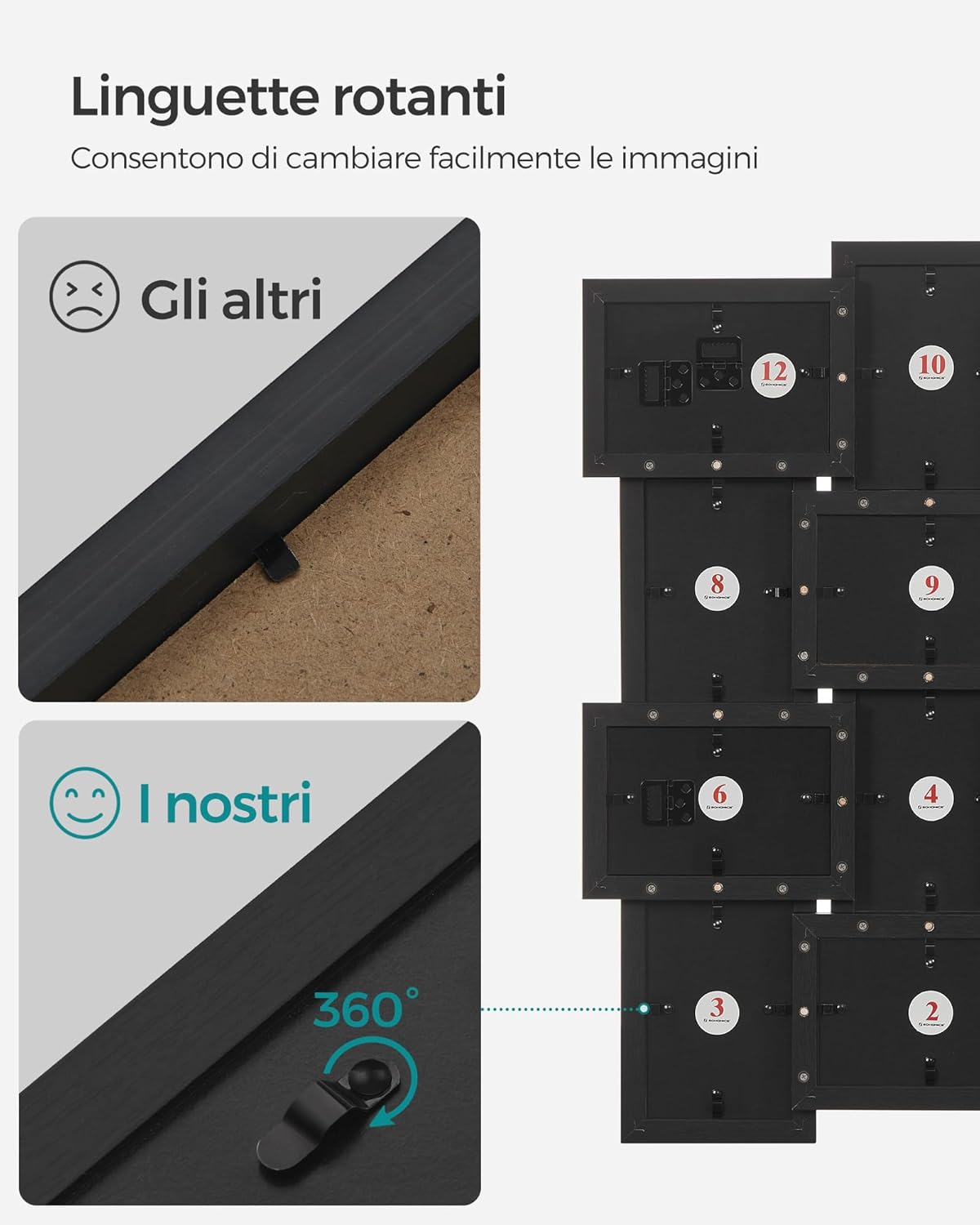 Detalle 1 de Cornice collage 12 foto 4x6 SONGMICS Nero