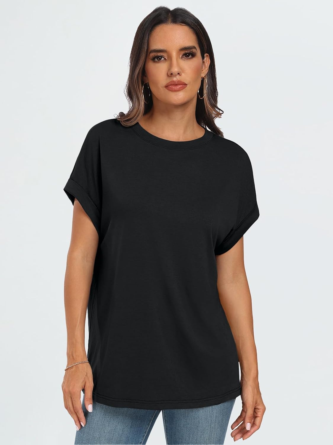 Detalle 2 de Cuptacc Oversize Damen Tshirt Rundhalsausschnitt