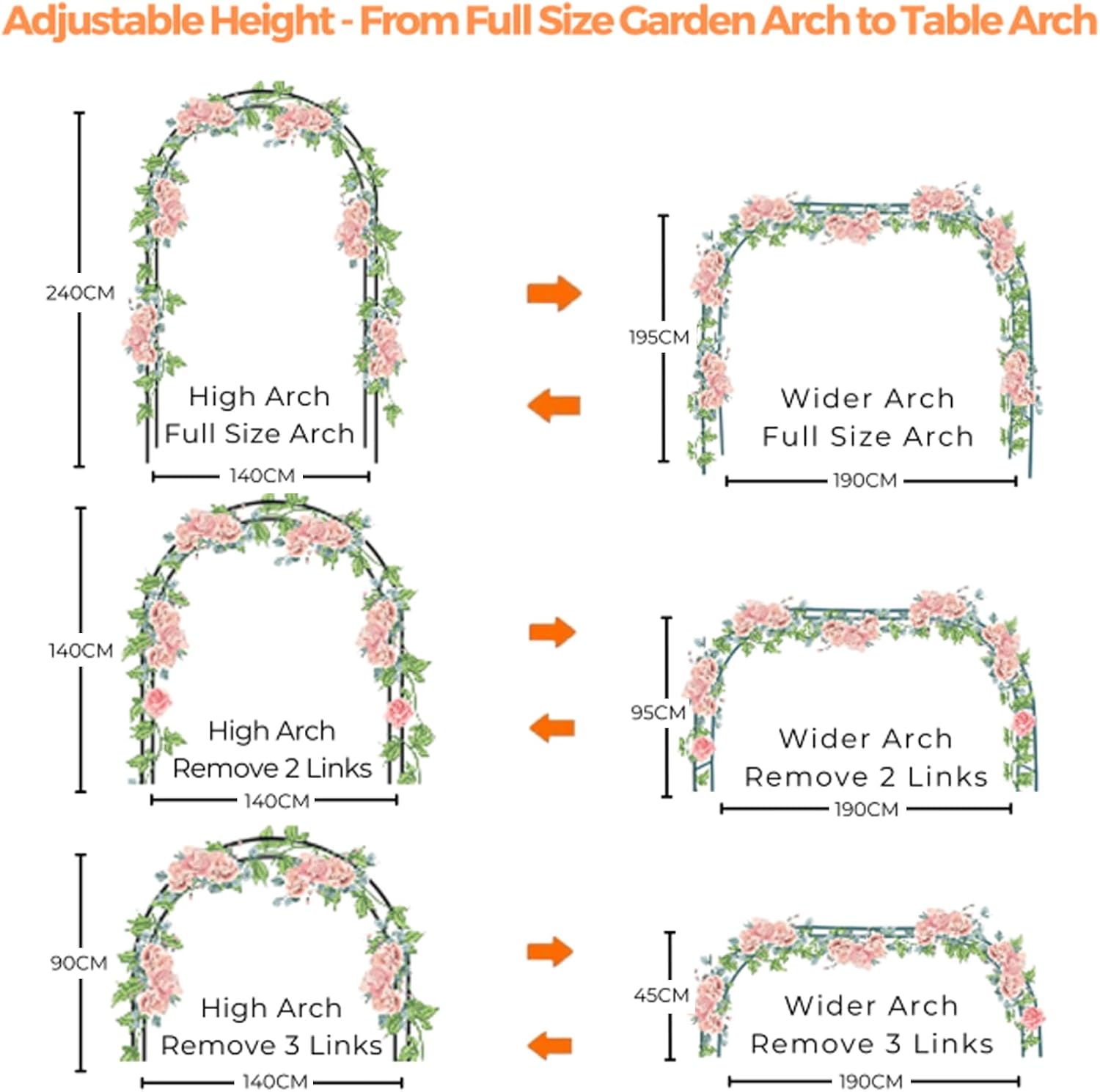 Thumbnail 1 de Mr. Ton Metal Garden Arch (Black) – outdoor pergola-style arbor for climbing plants