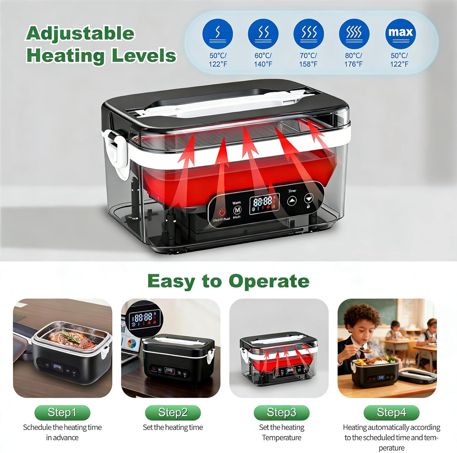 Thumbnail 3 de Fagalil Cordless Heated Lunch Box (1.2L) battery-powered electric food warmer