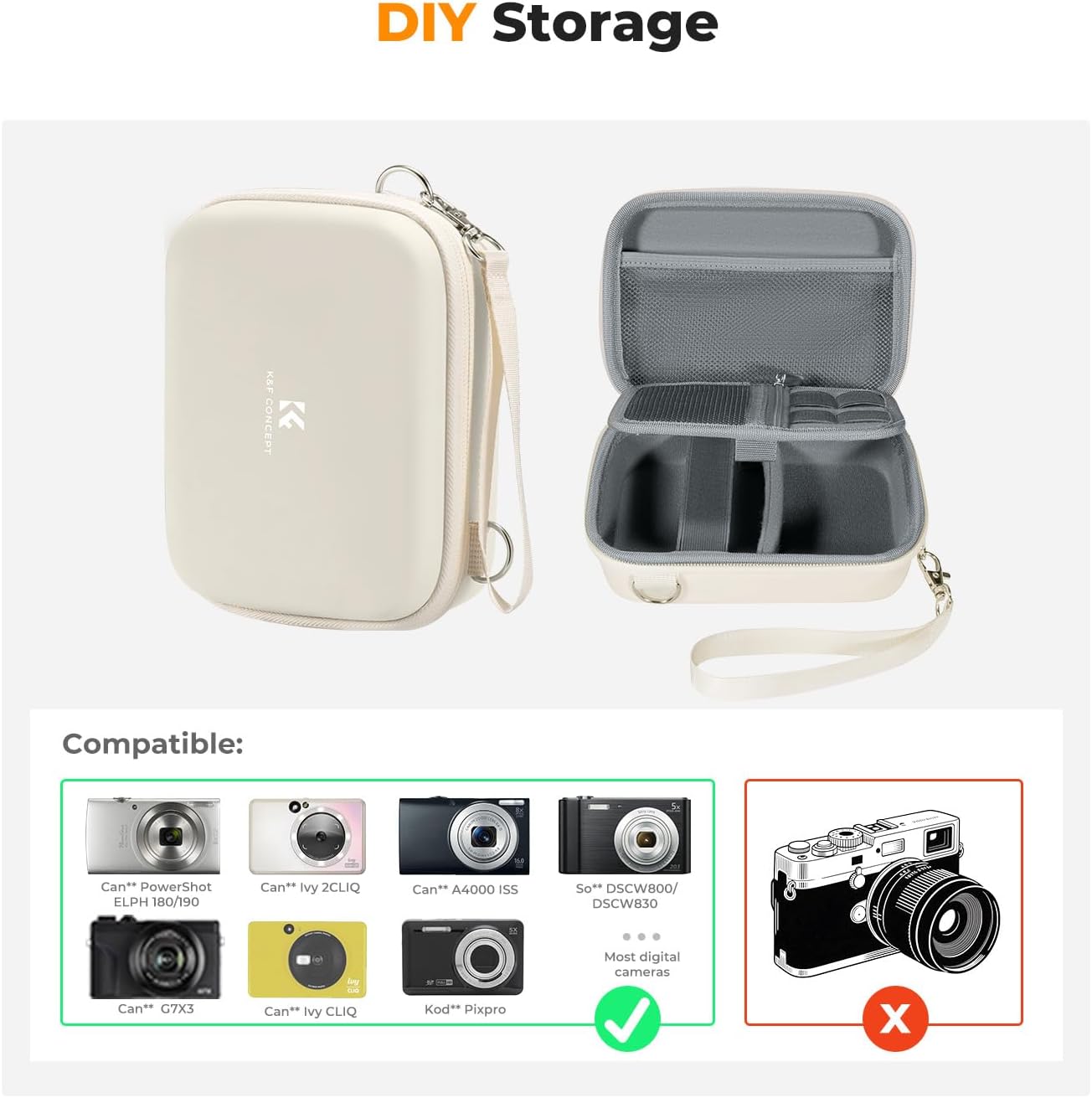 Detalle de K&F CONCEPT Digitalkamera Tasche EVA, beige