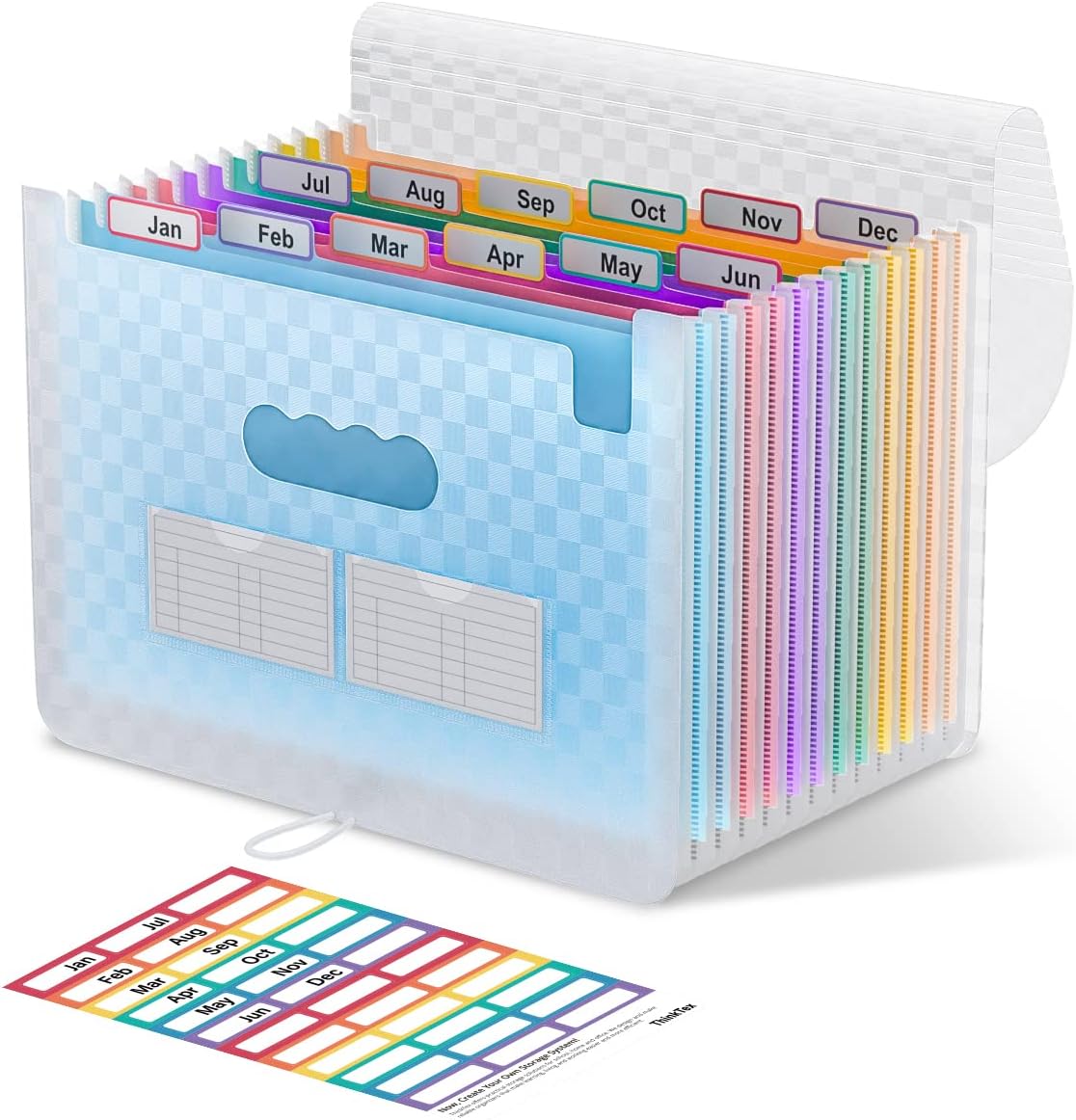 Detalle de ThinkTex Accordian Aktenordner – 12 Fächer, erweiterbar, A4, Blau