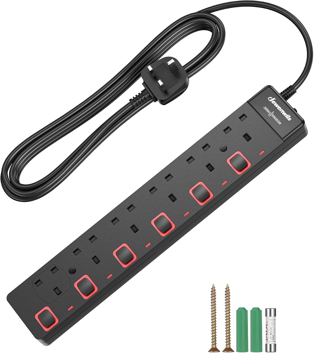 Detalle de DEWENWILS 6 gang surge protected extension