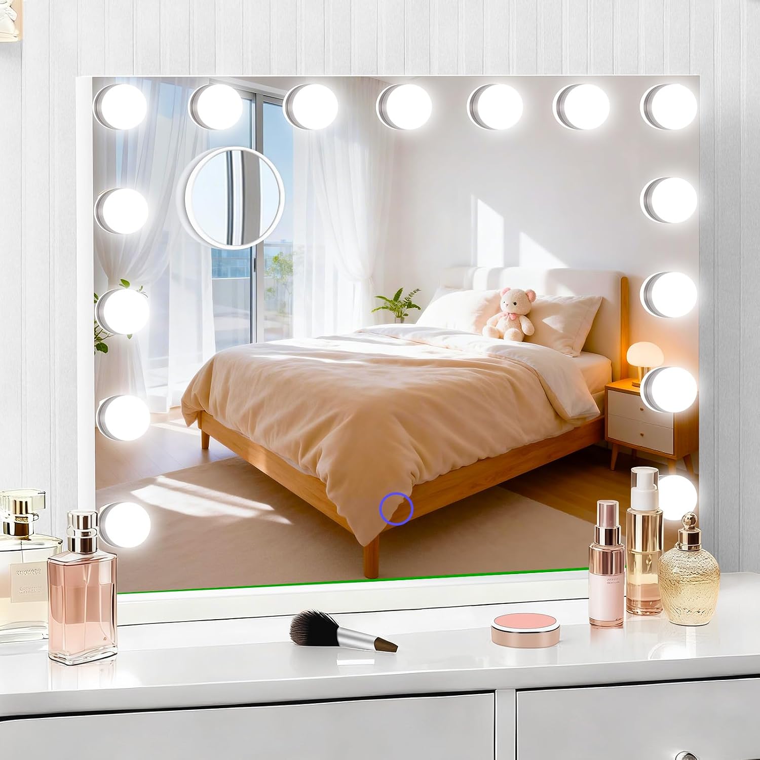 Detalle de Amifiy Lighted Vanity Mirror, 15 LED Bulbs