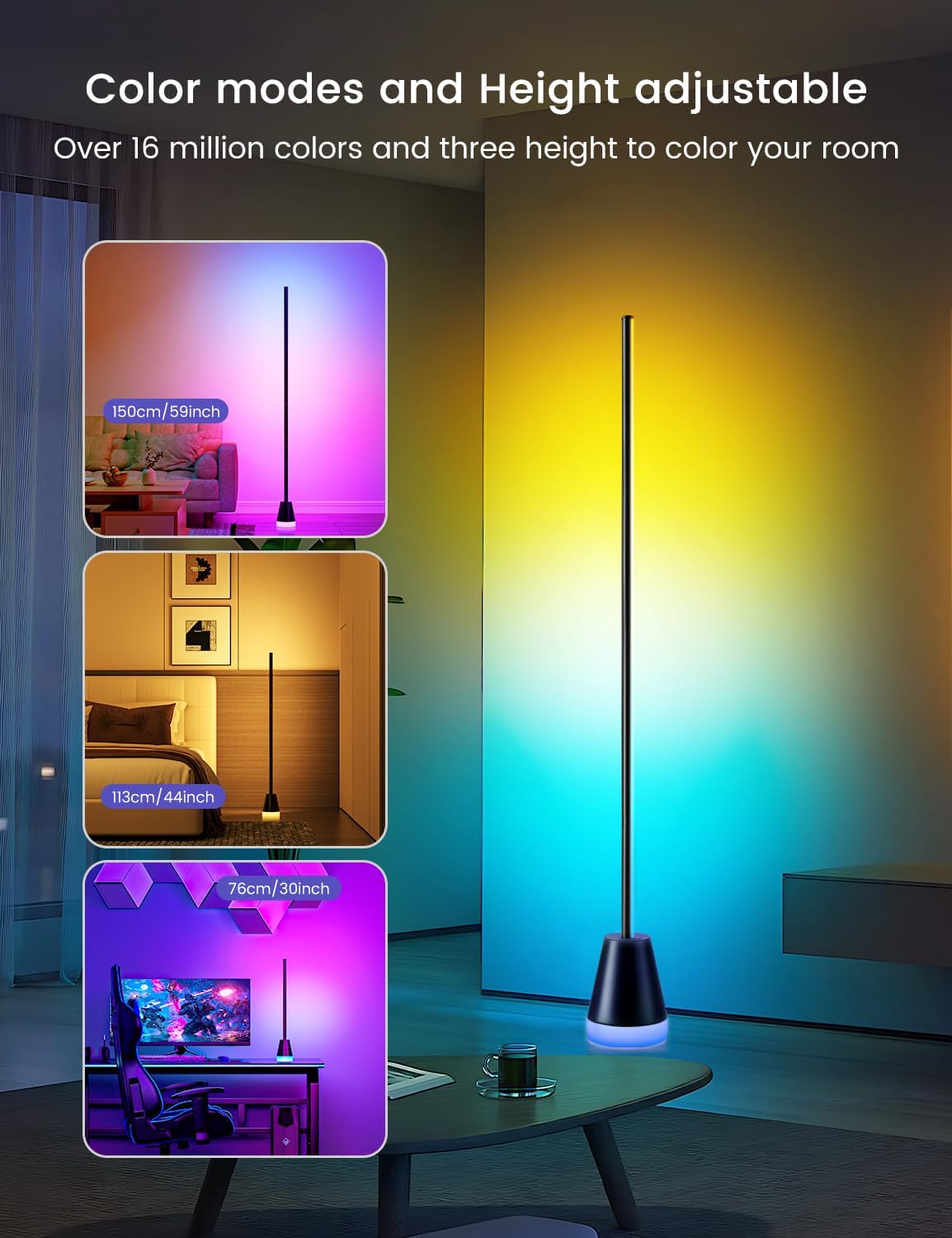 Detalle 2 de Smart LED Floor Lamp RGBIC 150cm