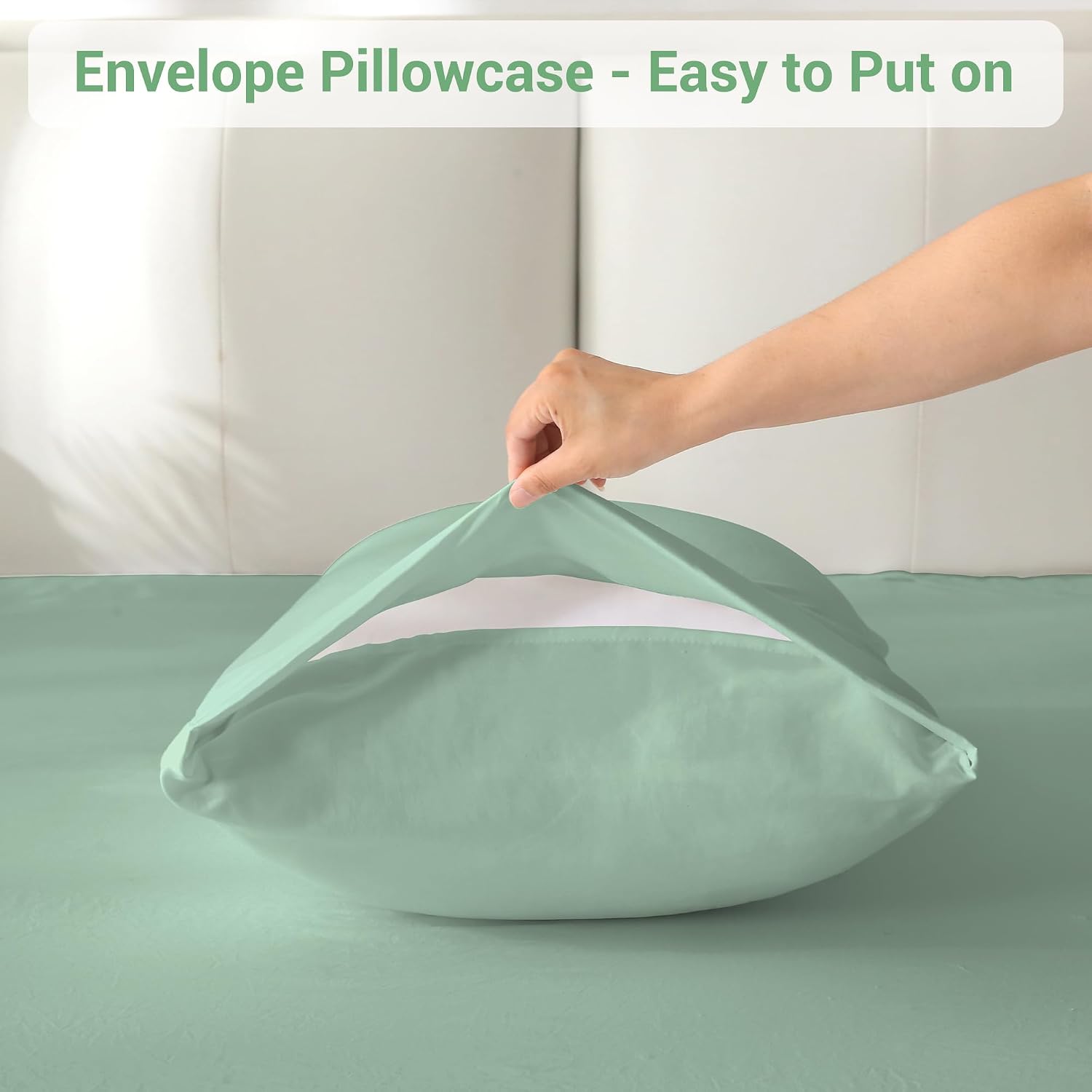 Detalle de softan SMTSAGEGREENF Full Microfibre Sheet Set, Sage Green, 15-inch Pocket