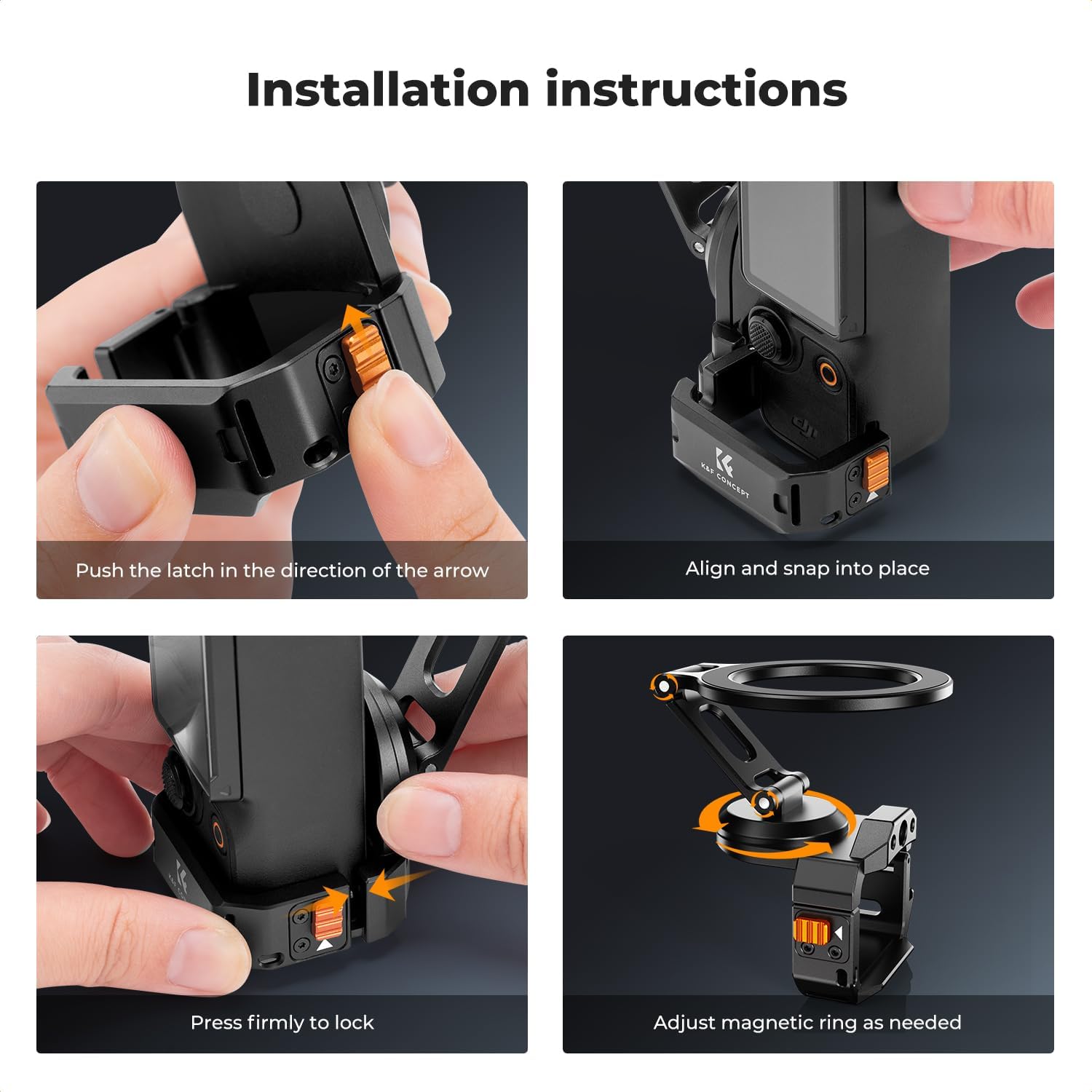 Thumbnail 6 de K&F CONCEPT magnetischer Halteständer für DJI Osmo Pocket 3 – Erweiterungsadapter mit 1/4”-Schraublöchern, Cold Shoe und 360°-Einstellung
