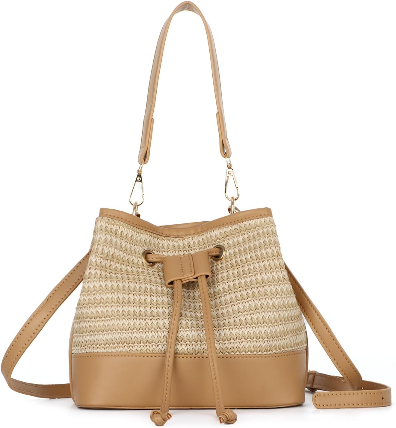 Detalle de Freiesoldaten Straw Bucket Bag Drawstring Shoulder