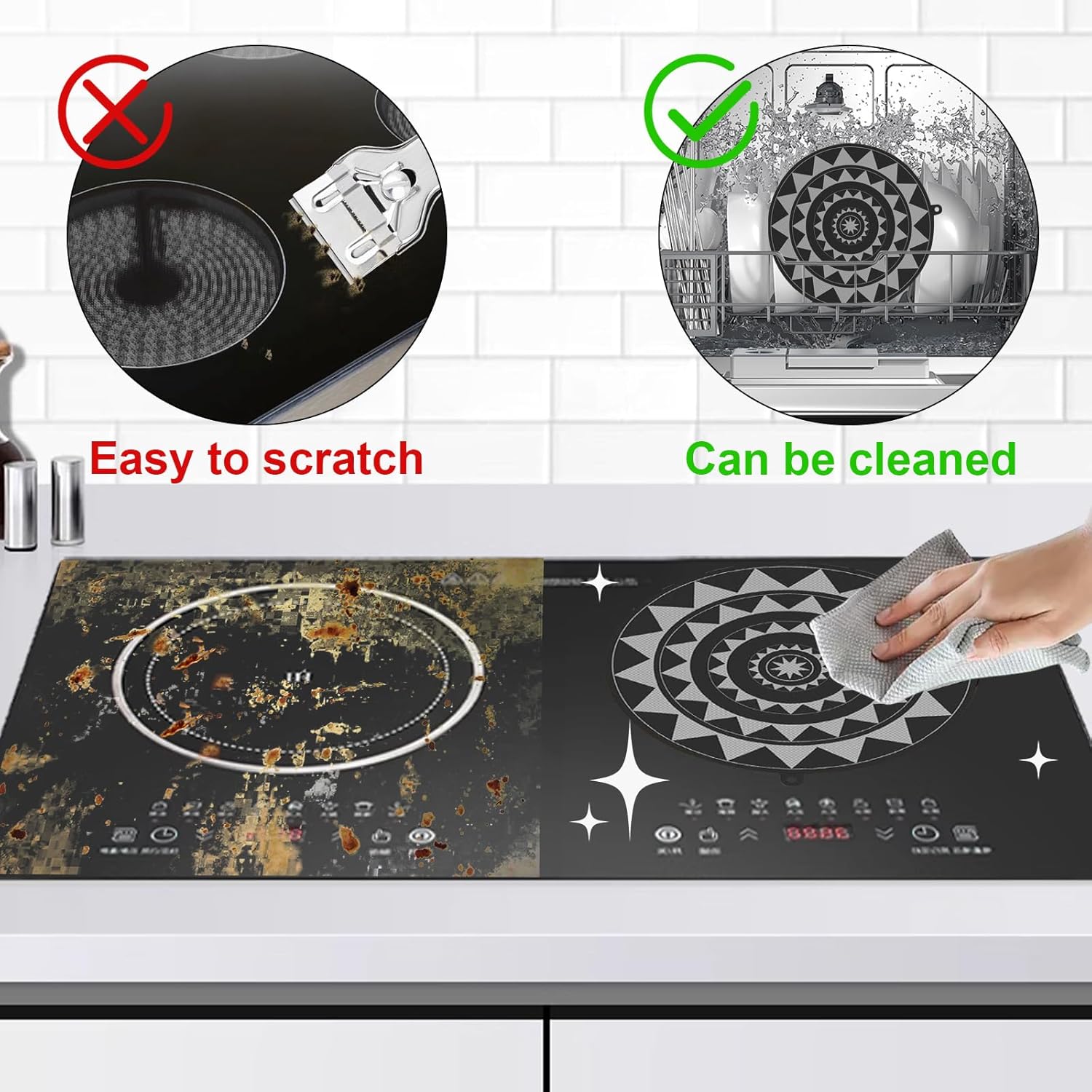 Thumbnail 2 de Induktionsmatte & Kochfeld Abdeckungsschutzset – 0,7 mm Silikon, hitzebeständig bis 240°C, rutschfest & spülmaschinenfest