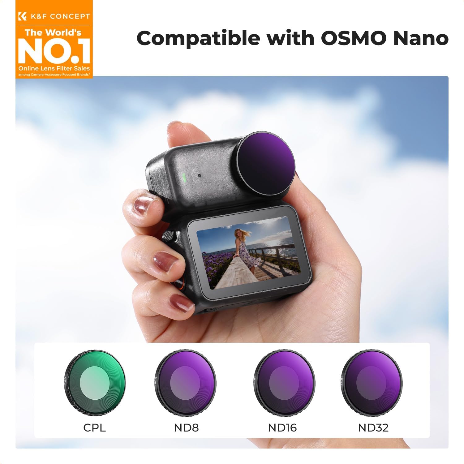 Detalle de K&F CONCEPT CPL and ND8/ND16/ND32 filter set for DJI Osmo Nano