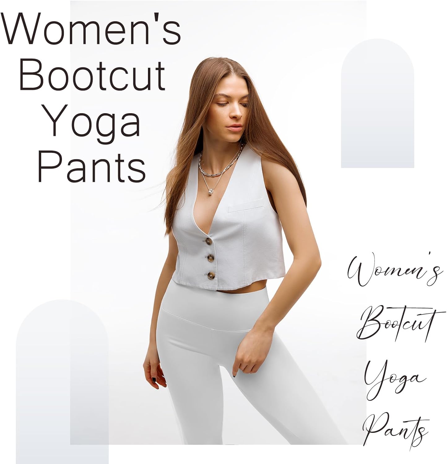 Detalle de SINOPHANT Flared Yogahose Damen High Waist mit 4 Taschen – Bootcut, blickdicht