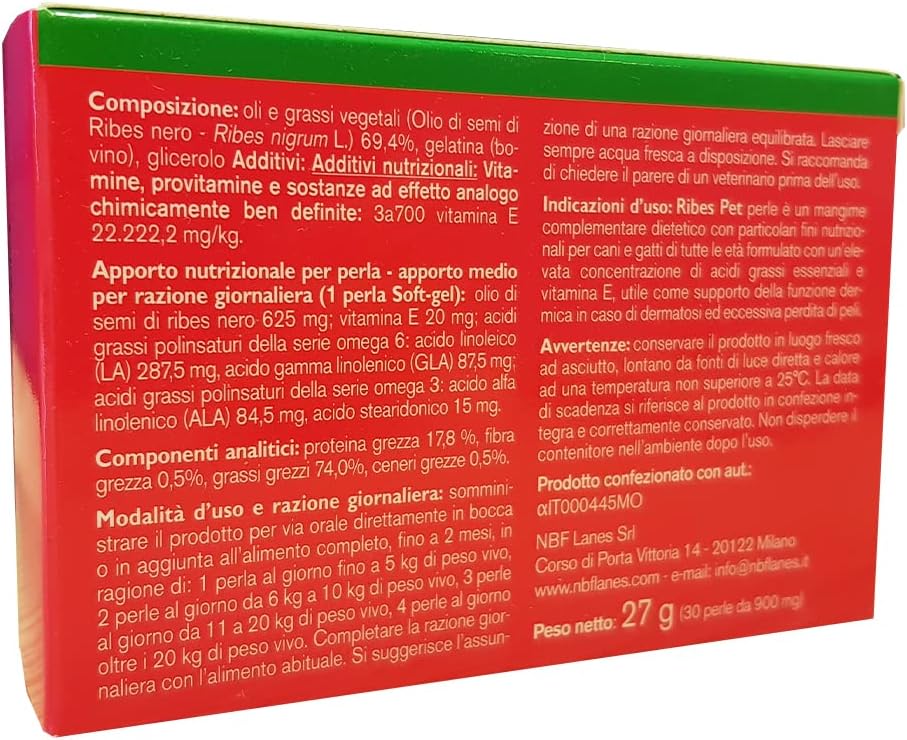 Detalle de NBF Lanes Ribes pour Animaux de Compagnie — 30 perles attrayantes pour la fonction normale de la barrière cutanée