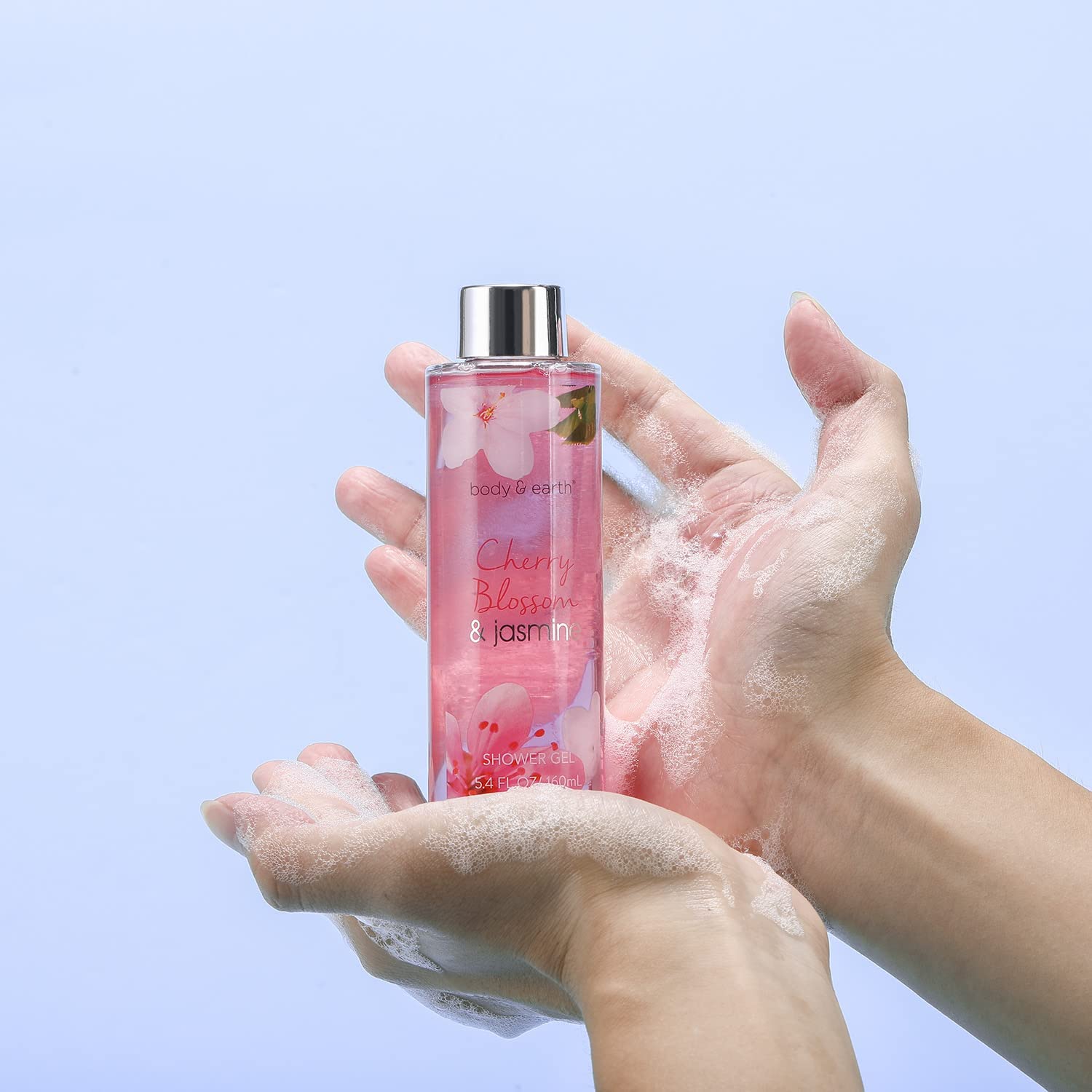 Detalle de BODY & EARTH 8-teiliges Geschenke-Set für Frauen mit Kirschblüten & Jasmin Duft