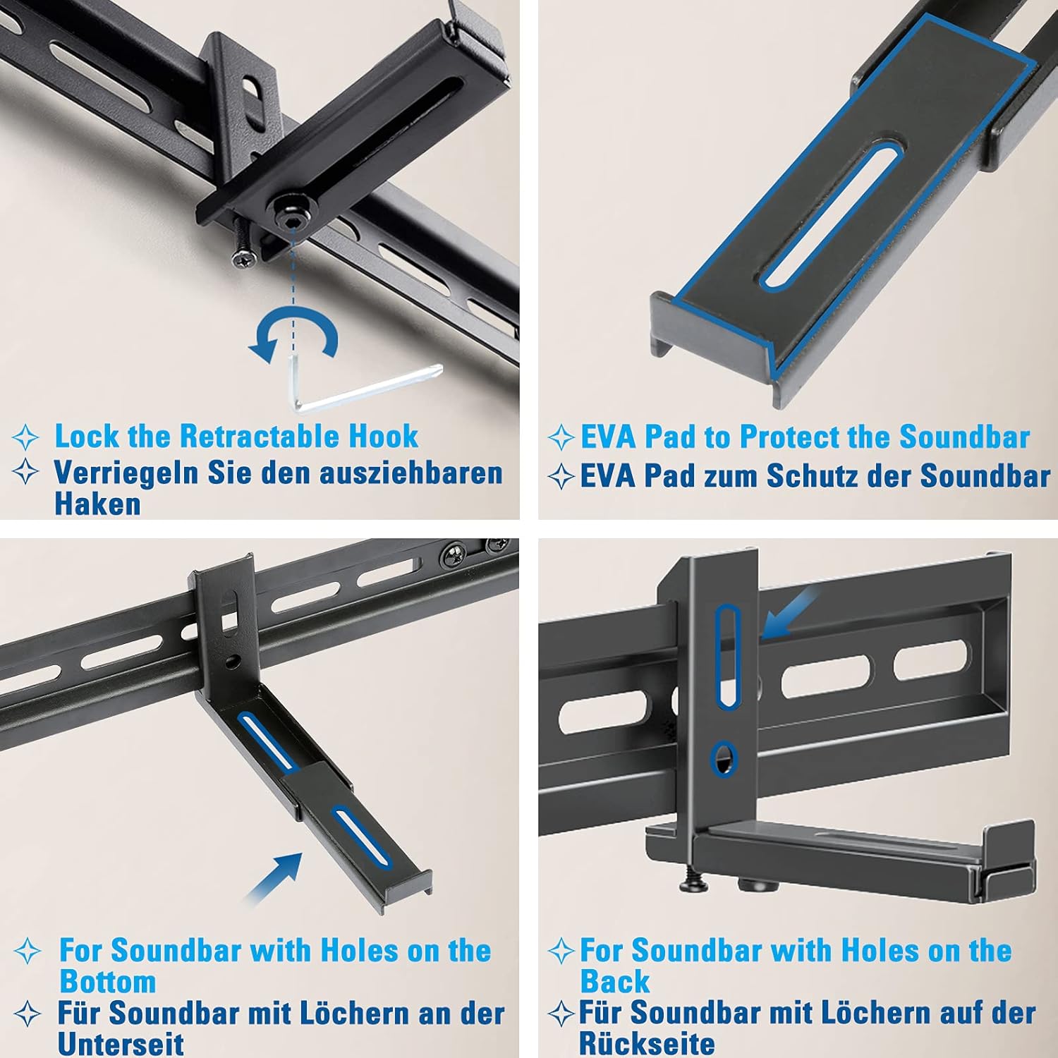 Thumbnail 2 de Mounting Dream Universal Soundbar Bracket for TVs (VESA up to 800x400mm) – Wall or TV Mount