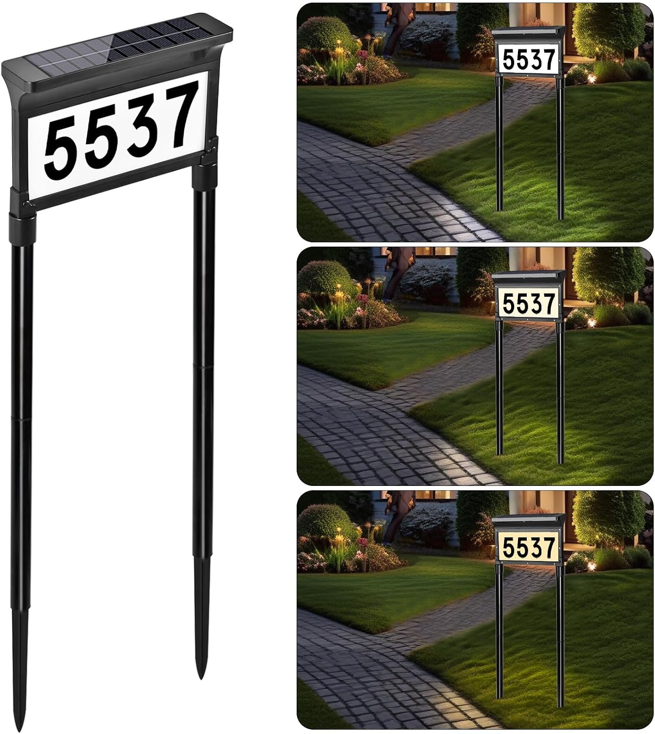 Detalle 2 de Lacasa HN001 Solar Address Sign, Dual-Sided LED, 3 Colour Temperatures