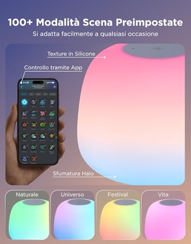 Detalle de Govee Lantern Lampada da Terra RGBICWW con Effetto Halo – LED 1400 lm, altezza regolabile
