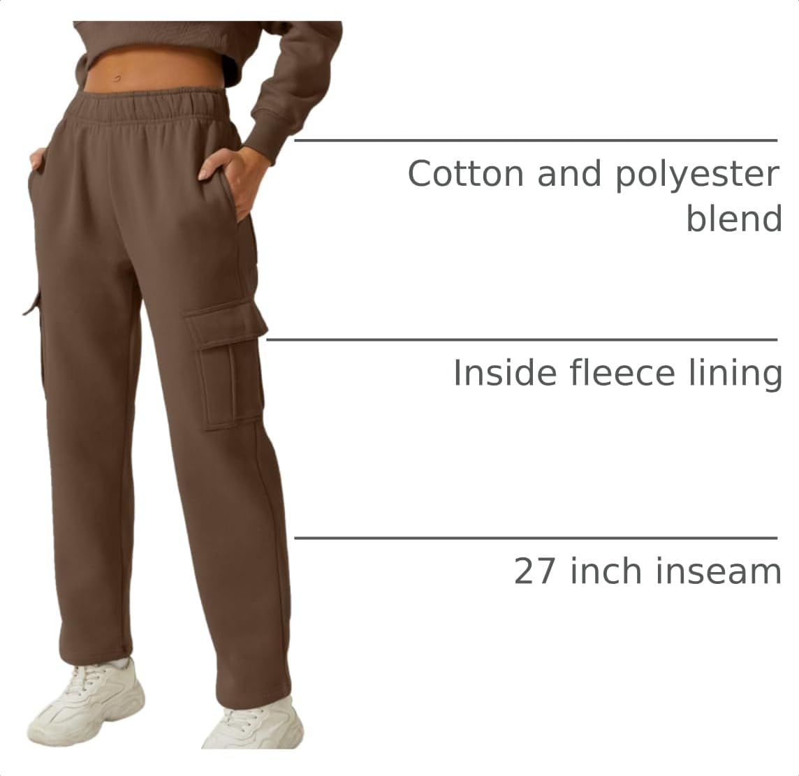 Detalle de QINSEN Fleece Cargo Sweatpants, 31-Inch Inseam