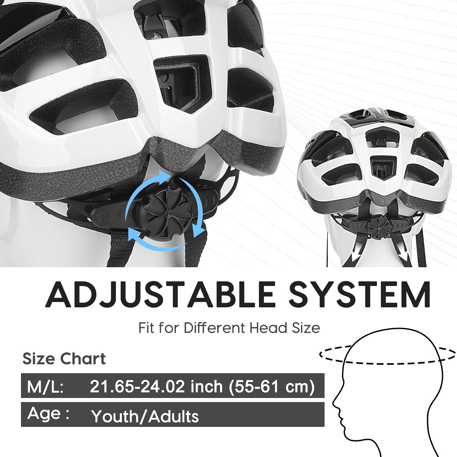 Detalle de DmTown Bike Helmet (Men & Women) with Adjustable 55–62cm Fit, 19 Oversized Vents and Removable Padding
