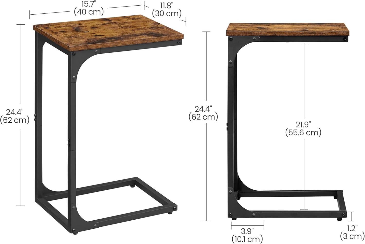 Thumbnail 2 de VASAGLE LET350B01 C-shaped side table, 1 shelf