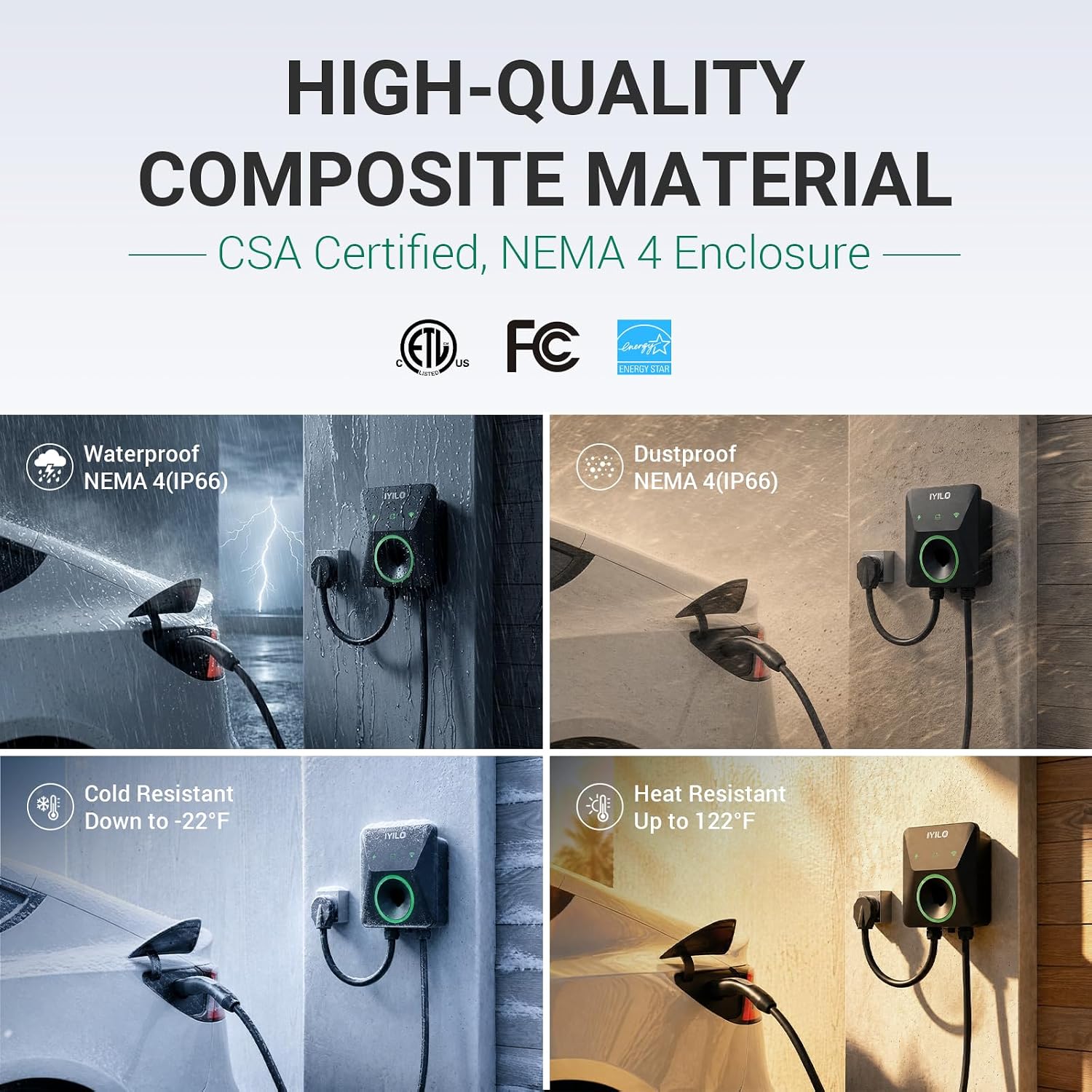 Thumbnail 5 de IYILO Level 2 EV Charger for Tesla (48A, 11.5kW, 240V) with Power Sharing and WiFi Smart App