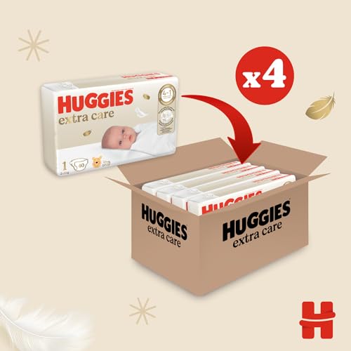 Detalle 2 de Huggies Extra Care Neonato Taglia 1 (2-5 Kg) – 160 Pannolini in confezione da 4x40