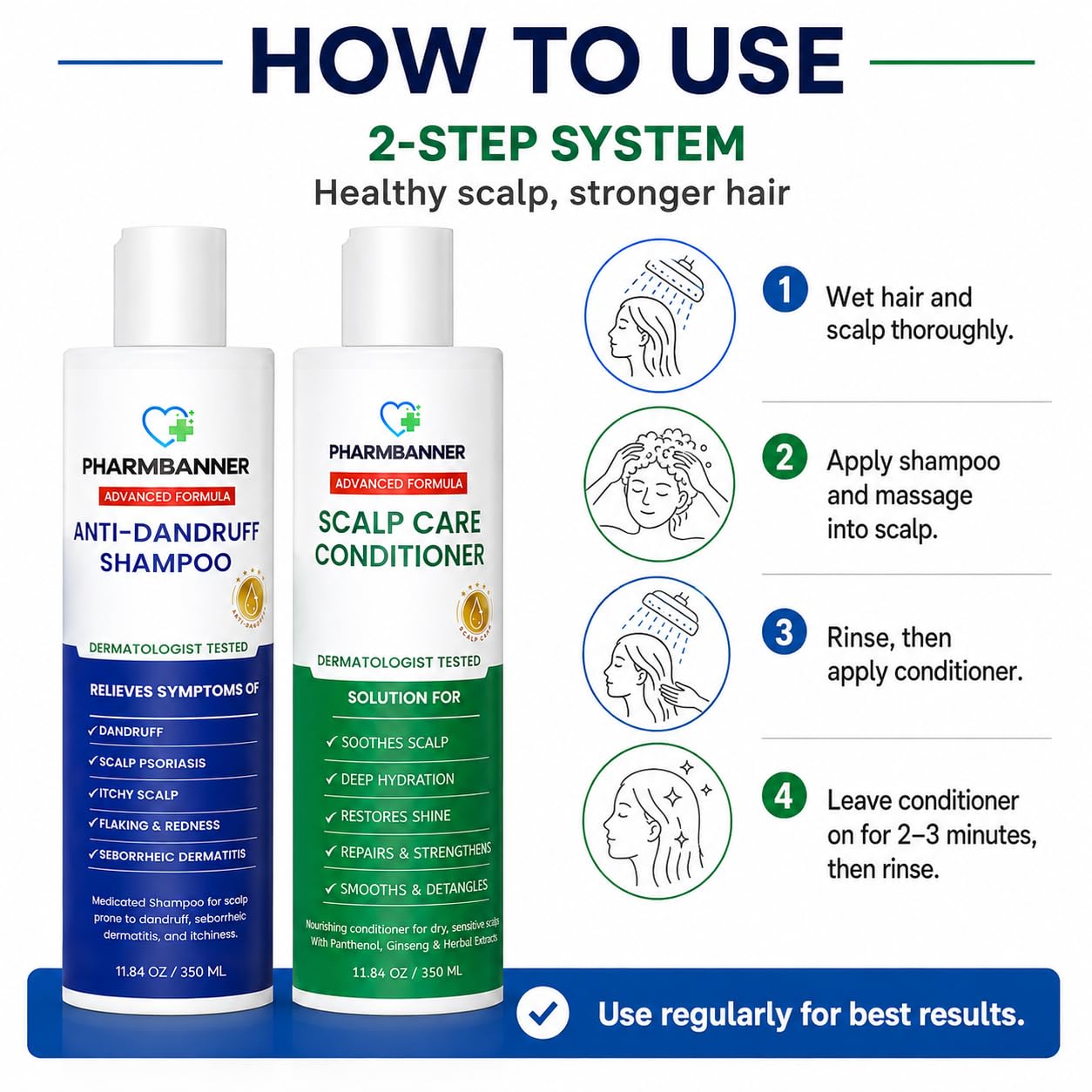 Thumbnail 6 de PHARMBANNER Anti-Fungal Shampoo and Conditioner Set with Tea Tree & Argan Oil for Scalp Relief