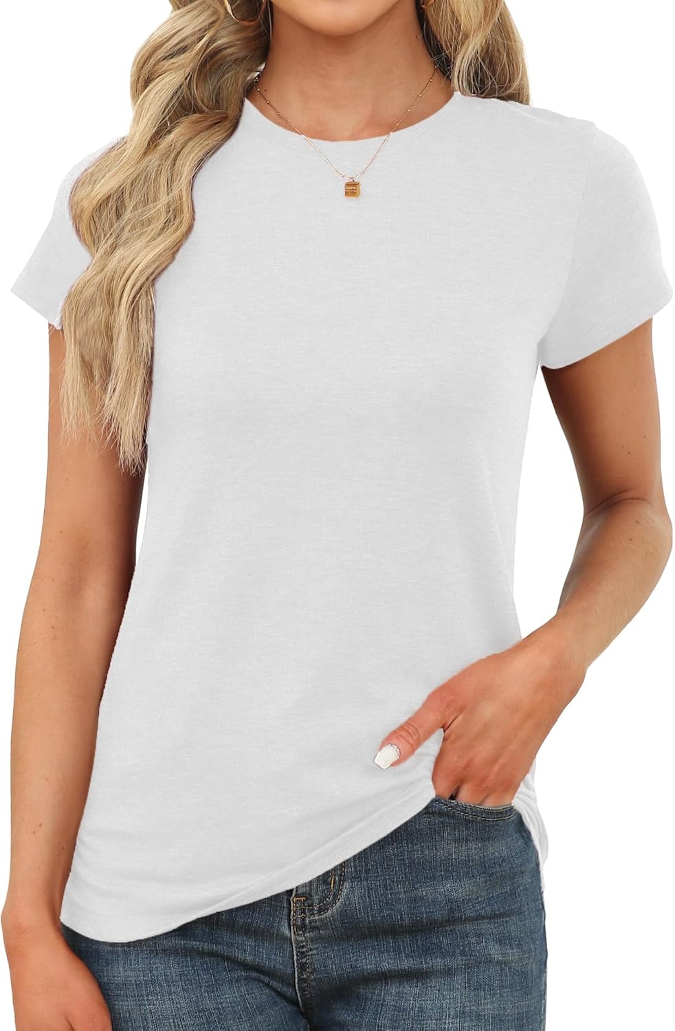 Detalle de Memorose Women's Short Sleeve Tops: Summer Round Neck Tee