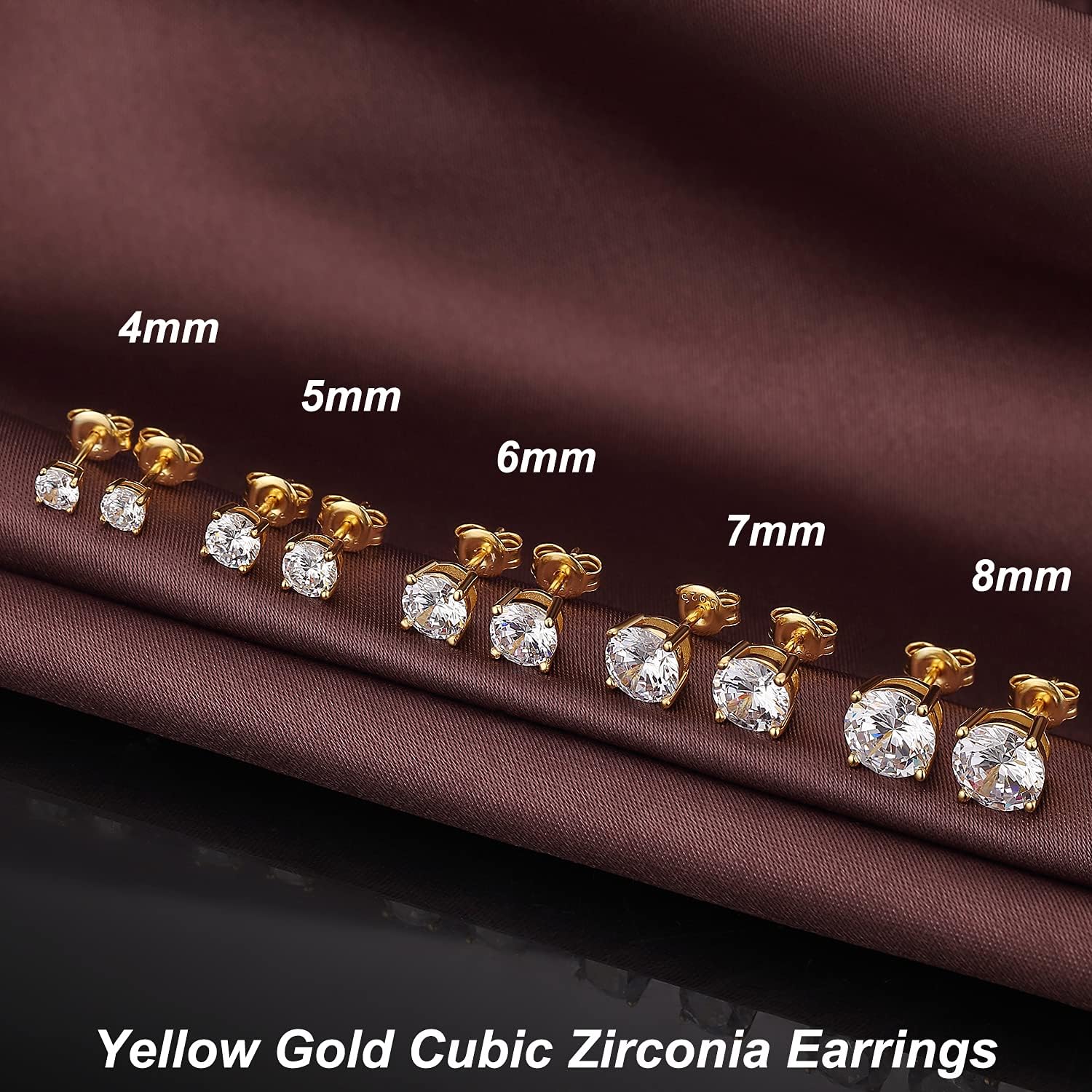 Thumbnail 5 de jiamiaoi 18K Weißgold-plattierte Brillant-Diamant-Ohrstecker aus 925 Sterling Silber (Stecker) – 4 bis 8 mm