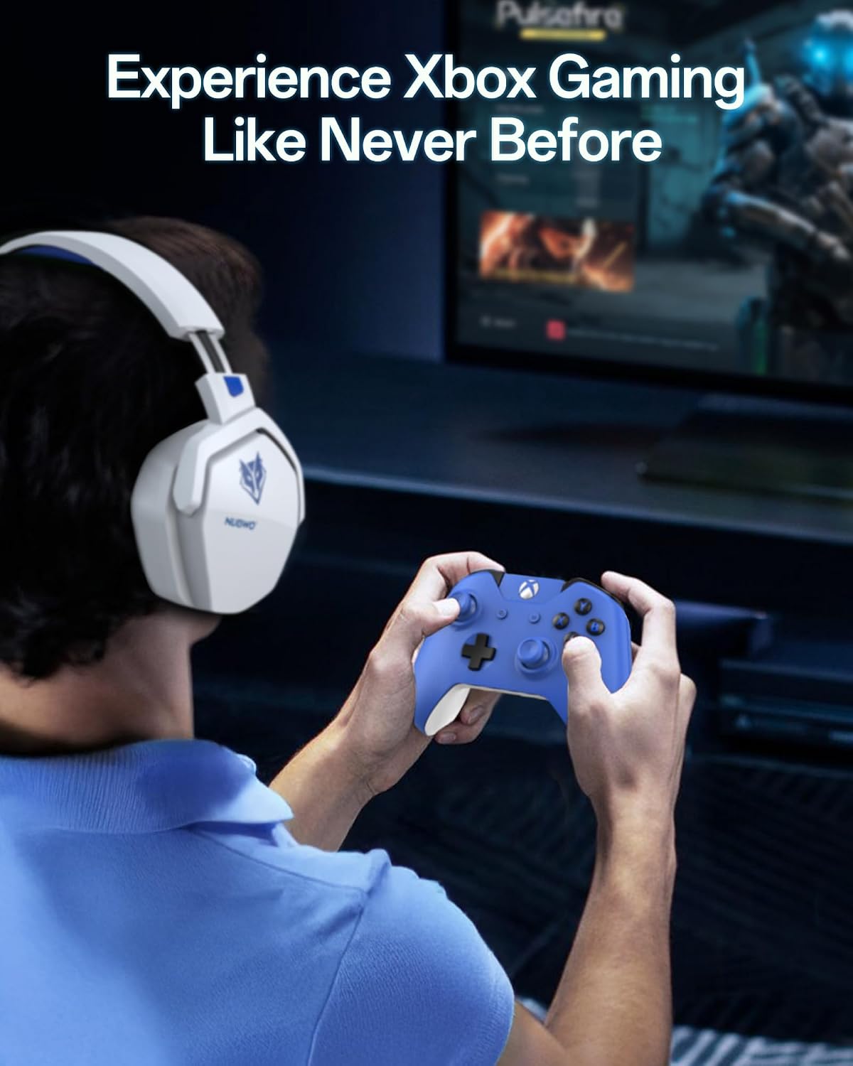 Detalle de NUBWO N16 Wired Gaming Headset with Microphone for Xbox, PS5, PS4, PC, Switch & Mac (3.5mm) – White Blue